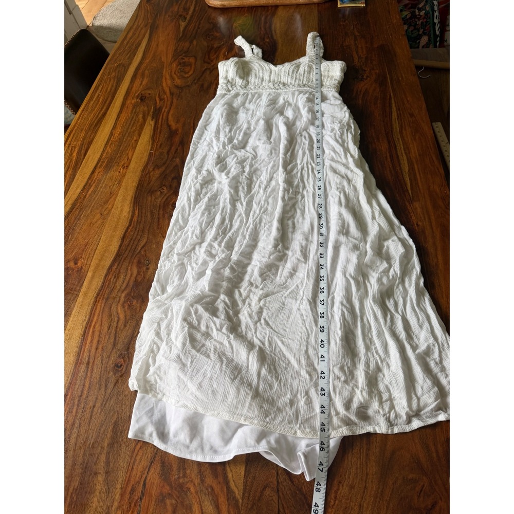 Sincerely Jules White Crochet Bodice Smocked Back Midi Dress Womens Medium Bride - Picture 5 of 8
